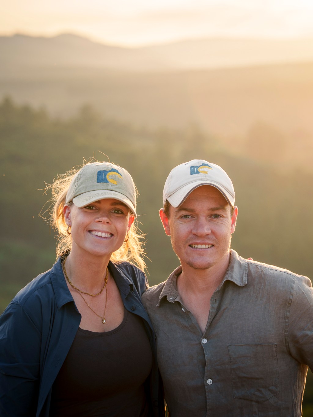 Craig Reid and Karolina Norée standing together at golden hour