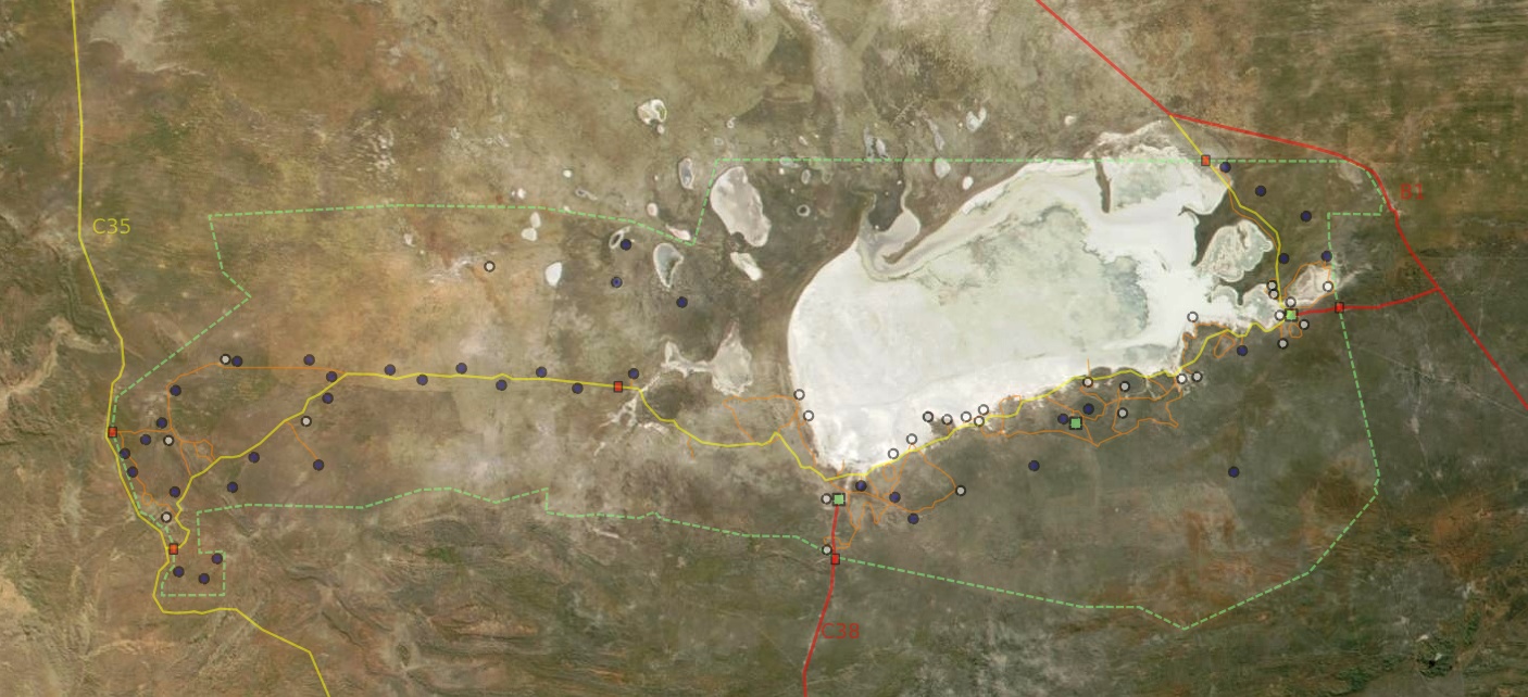 Satellite map of Etosha National Park