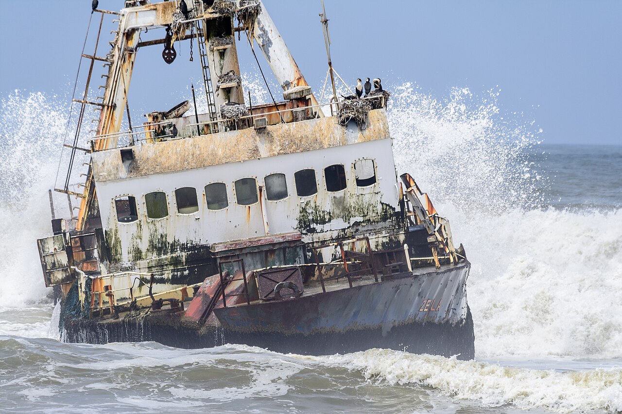 A shipwreck on the Skeleton Coast