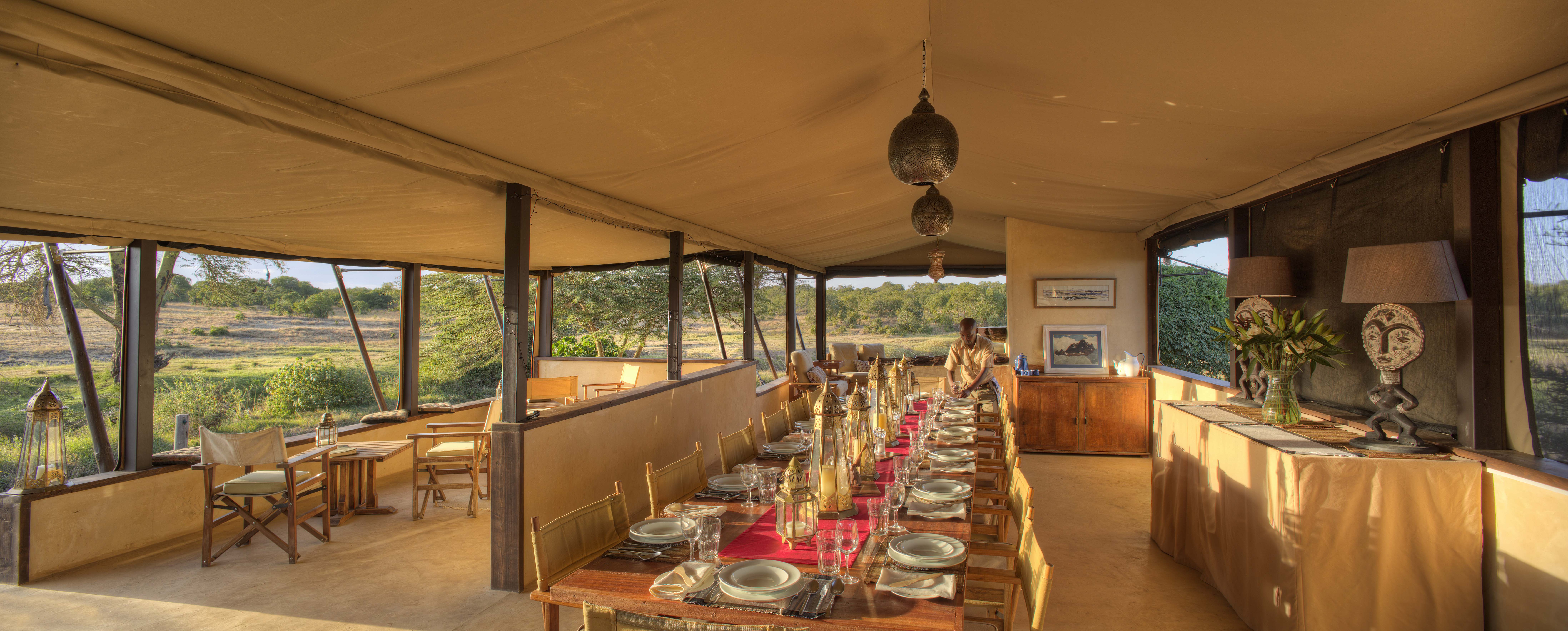 Ol Pejeta Bush Camp main area dining table
