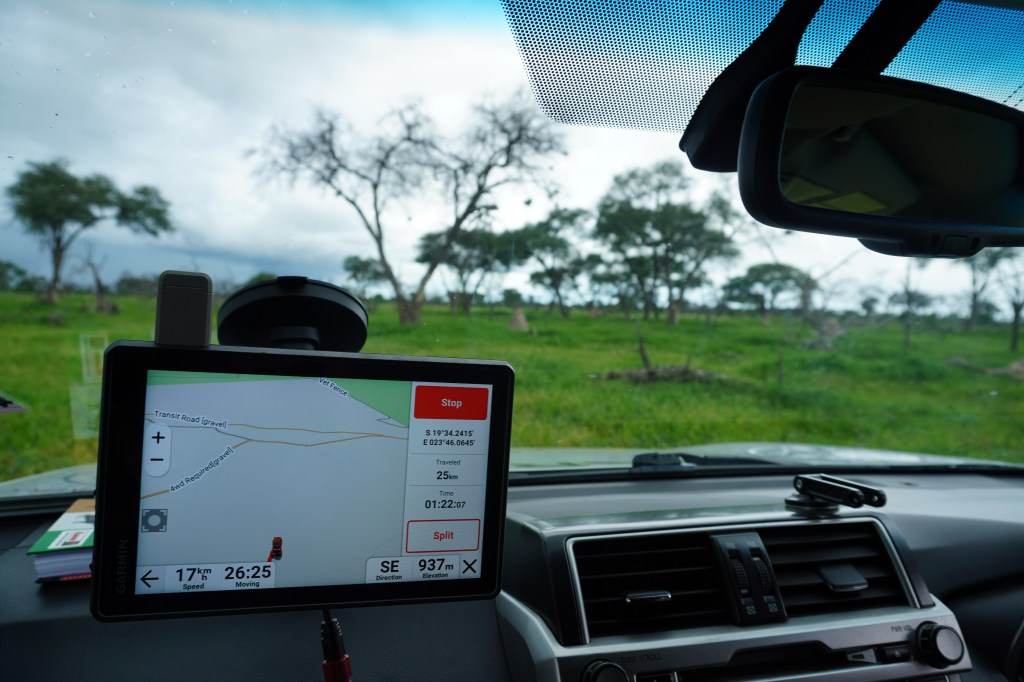Consulting a GPS map loaded with Tracks4Africa data