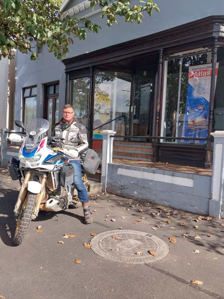 Johann Groenewald on an adventure motorbike